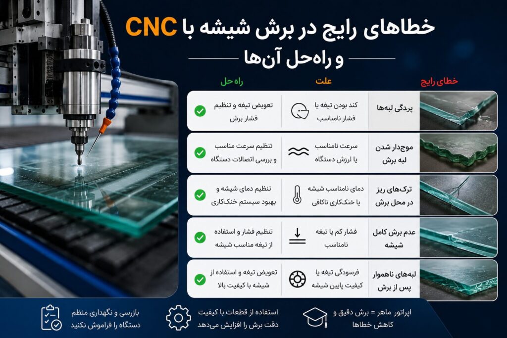 خطاهای رایج در برش شیشه با CNC